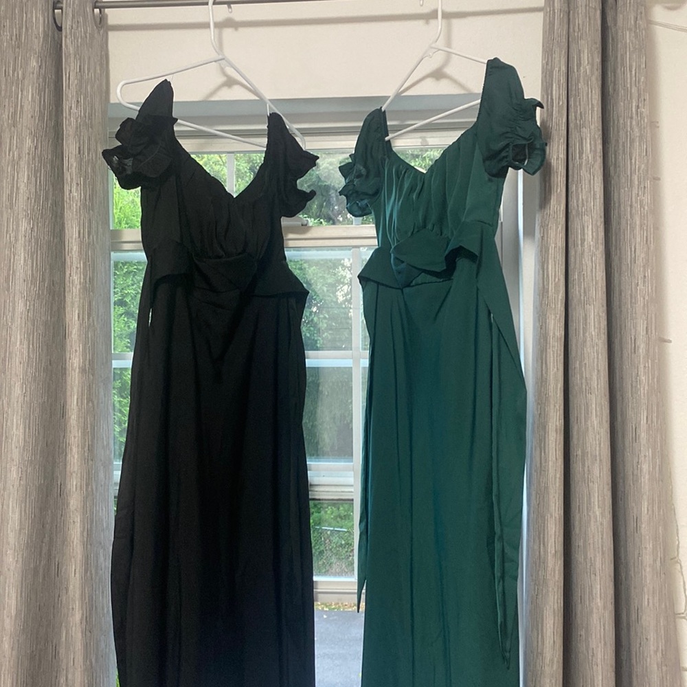 Two dresses (one green/one black.) brand:amazon